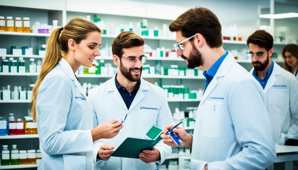 Estudiantes en curso especializado en farmacia